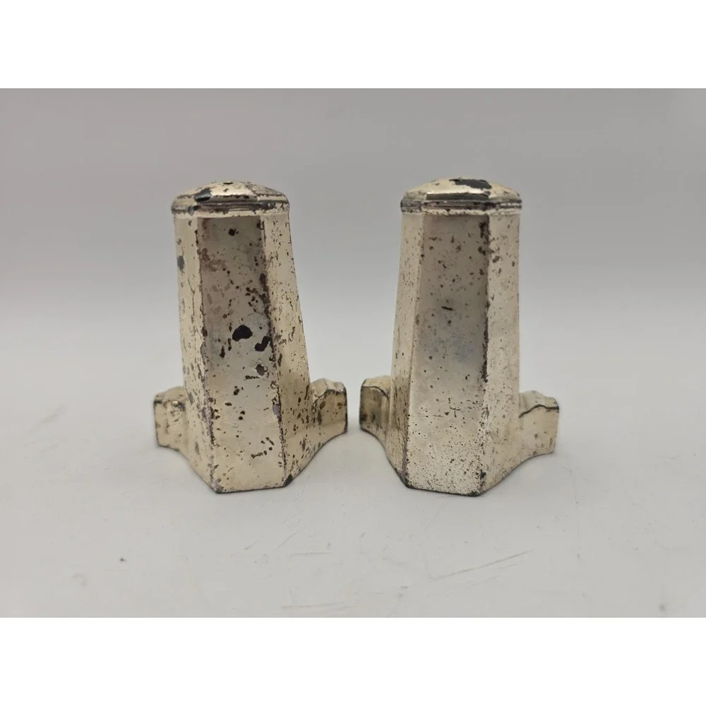 Vtg Mid Century Metal Washington DC Souvenir Salt Pepper Shaker Set Plated